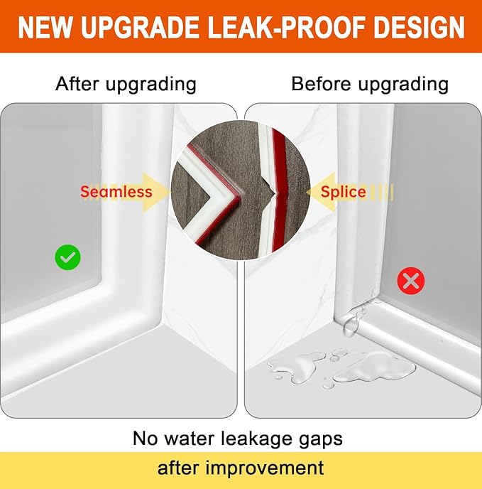 Shower Corner Water Guard, Large Size Tub Shower Water Guard, Shower Splash Guards,Bathtub Splash Guard Self-Adhesive Tub Guards to Keep Water in Tub (2pcs)