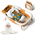 Collapsible Baby Bathtub for Newborn to Toddler (0-18 Months) - Foldable Baby Bath Tub with Soft Towel, Newborn& Infant Bathtub for Travel and Outdoor, Brown