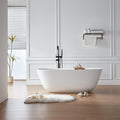 Cpingao 71" Stone Resin Freestanding Bathtub, Solid Surface Soaking Tubs, Stand Alone Tub with Pop-up Drain and Overflow, Matte White 8823A-1800