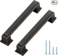 Ravinte Hardware 15 Pack Oil Rubbed Bronze Cabinet Pulls, 3-3/4 Inch (96mm) Hole Center Zinc Alloy Drawer Handles for Kitchen Cabinets, Cupboards, Dressers, Square Solid Metal Hardware