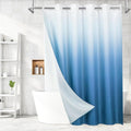 MitoVilla No Hooks Needed Blue Ombre Waffle Shower Curtain Liner Set, Modern Waffle Weave Heavy Duty Fabric Cloth Shower Curtain with Snap-in Liner for Luxury Neutral Hotel Spa Bathroom Decor, 72 x 74