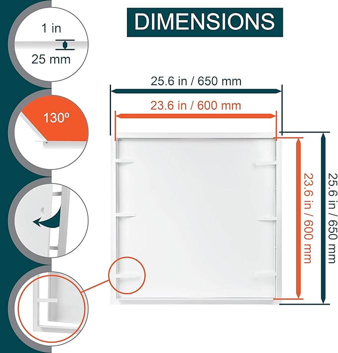24" x 24" White Metal Access Panel. Service Shaft Door Panel for Drywall. Plumbing, Electricity, Heating, Alarm Wall Access Hole Cover