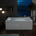 Empava PRO Series Whirlpool Tub with Dedicated Milk Bath & 65 Jets | Luxury Spa Acrylic Soaking Tub with Ozone Sanitization, Chromatherapy & Wireless Music System, Removable Panel, 71" Bathtub, White