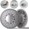 Shower Drain Hair Catcher, Upgraded 2Pack Premium Silicone Drain Protector & Shower Drain Cover for Regular Floor Drains of Shower Room, Bathroom, 304 Stainless Steel, Gray