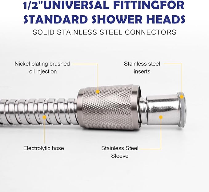 Shower Hose, 79 Inch Extra-Long Stainless Steel Shower Hose with Stainless Steel Insert and Nut,Brushed Nickel Finish