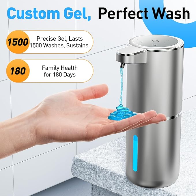 Automatic Soap Dispenser Touchless Automatic Liquid Soap Dispenser 4 Adjustable 1500mAh Soap Dispensing Levels Wall Mount for Kitchen and Bathroom