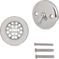 Trip Lever Bathtub Drain Kit with Strainer – 2-Hole Overflow Faceplate, Matching Screws – Tub Drain Trim Replacement Set for Bathroom Bathtubs