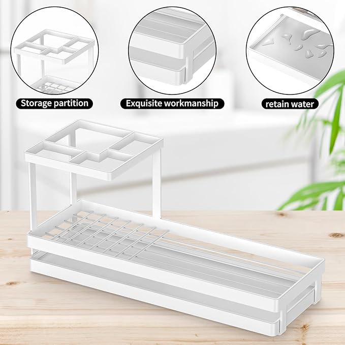 Toothbrush Holders for Bathrooms, Tooth Brushing Holder Electric Toothbrush and Toothpaste Organizer Bathroom Accessories for Countertop, Shower, White