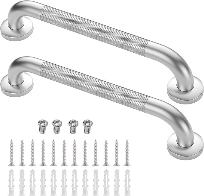 2 Pack 16 Inch Grab Bars for Bathtubs and Showers, Anti Slip Shower Grab Bars Stainless Steel Shower Handle Toilet Handicap Elderly Senior Assist Bathroom Saft Handle