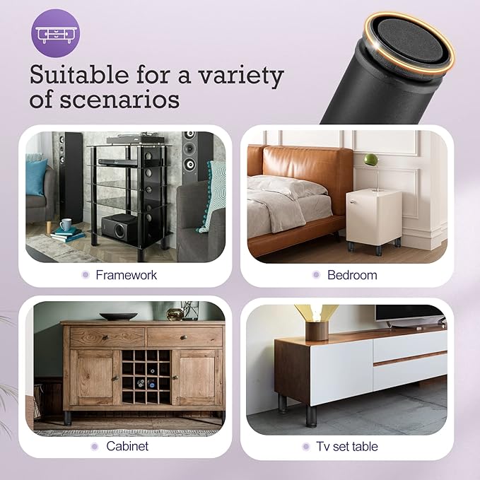 7 Inch Metal Furniture Legs Stainless Steel Adjustable Legs Black Metal Legs Round Cabinet Legs for Coffee Table Cabinet Desk Sofa Shelves, Pack of 4