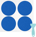 S&X 24 Pcs Non Slip Shower Stickers (Large 4" Round), Blue Anti Slip Grip Decals, High Traction Bathtub Dots, Durable Grit Stickers for Kids & Family Safety with Scraper
