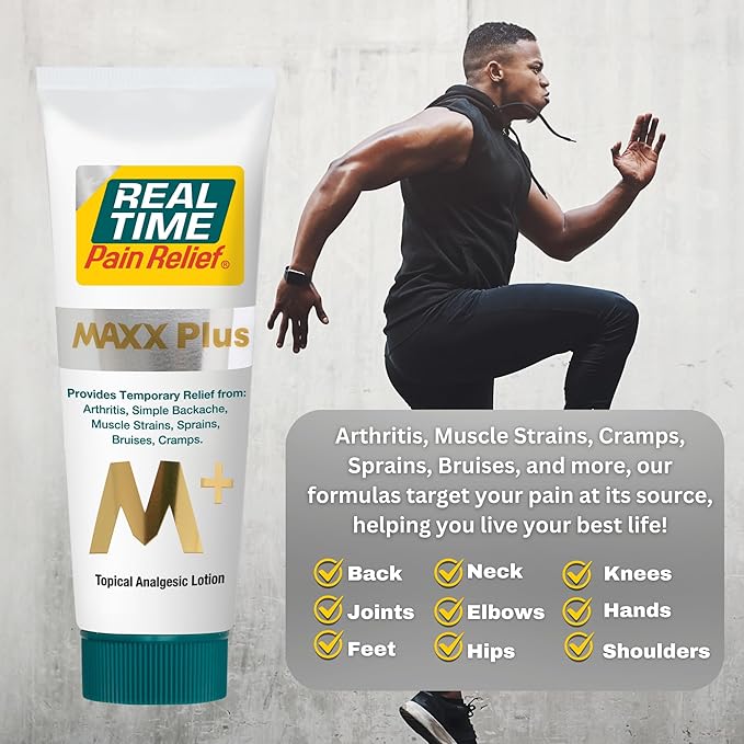 Real Time Pain Relief MAXX Plus - 7oz Tube | Intensive Formula with 19 Natural Ingredients Including Hemp Oil | Fast-Acting Relief for Muscle Pain, Arthritis, Backaches, and More