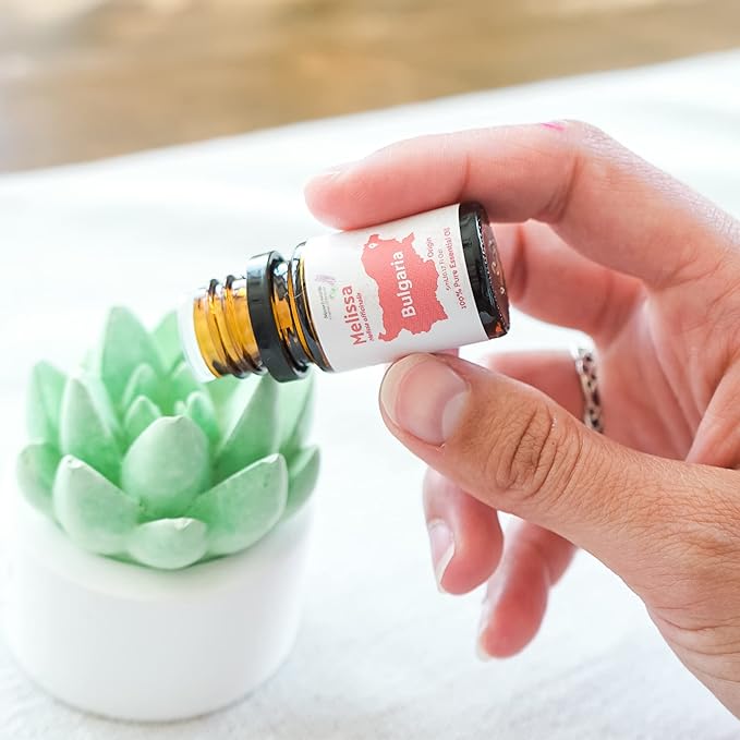 Melissa Essential Oil - Direct from Bulgarian Sustainable Farms - Steam Distilled - Aceite Toronjil for Aromatherapy, Massage, Diffuser, DIY Candle and Soap Making - 5ml
