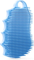 Silicone Body Scrubber Silver-Infused Dual-Sided 3-in-1 for Shower, Body Cleaning+Massage+Exfoliator Body Brush Buffer for Men and Women, Silicone Loofah, Non-Slip Handle (Sky Blue)