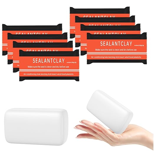 Duct Seal Repair Sealing Clay, White Waterproof Sealant Putty, Quick Mending Mud for Air Conditioning Gaps, Wall Holes, Drain Pipe Connections (Pack of 8)