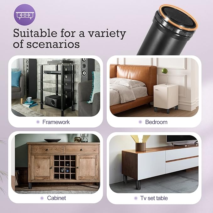 14 Inch Metal Furniture Legs Stainless Steel Adjustable Legs Black Metal Legs Round Cabinet Legs for Coffee Table Cabinet Desk Sofa Shelves, Pack of 4