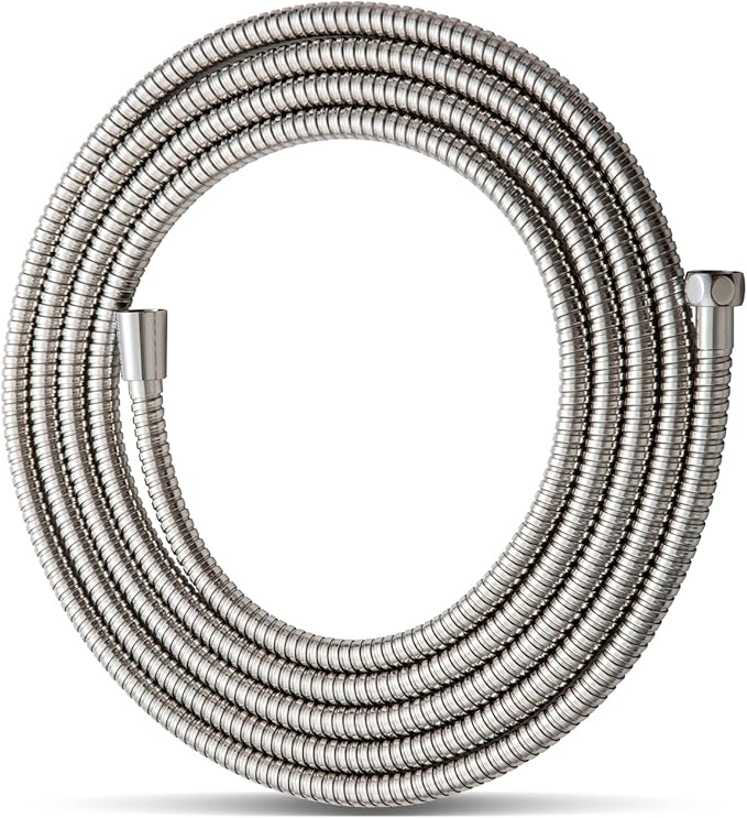 OFFO Shower Hose, 158 in Kink Free Stainless Steel Shower Hose Attachment Electroplating Handheld Shower Head Hose Flex Hoses Extension with Brass Insert & Nut for Pet Bathing Cleaning, Nickel Gray