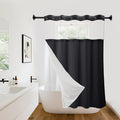 Hookless Shower Curtain with Snap in Liner 71" x 86" Double-Layer Waterproof Polyester Shower Curtain for Bathroom or Hotel Use,Removable Liner,Magnetic Hem,Large Rings,Machine Washable,Black