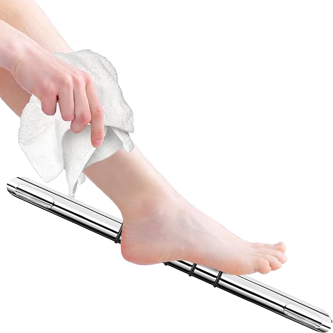 Shower Foot Rest, Corner Shower Bar for Shaving Legs, Wall Mounted Hotel Shower Foot Ledge, Brass Bar Bathroom Foot Step (Polished Chrome with Grip Rings)