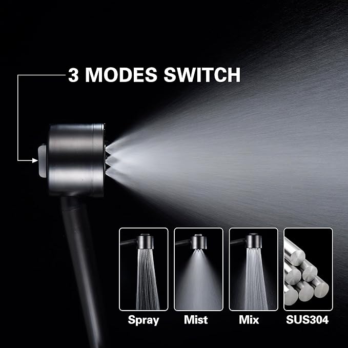 Shower Faucet - Shower Faucets Sets Complete, Shower System - Outdoor Shower Kit/Outdoor Shower Fixtures W/ SS304 Shower Head with 3 modes Handheld, Matte Black
