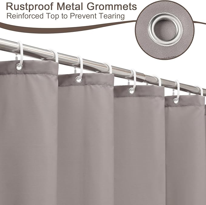 AooHome 72x96 inch Fabric Shower Curtain Liner, Water Repellent Extra Long Bathroom Curtain for Hotel with Hooks, Weighted Hem, Chocolate