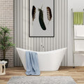 67 Inch Acrylic Freestanding Soaking Bathtub - Mocoloo Contemporary Soaking White Tub Stand Alone Bathtub with Overflow and Drain