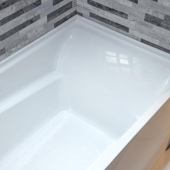 WOODBRIDGE 54" Acrylic Rectangular Alcove Soaking Bathtub in White with Left Drain, Brushed Nickel pop-UP Drain Included BA5430L