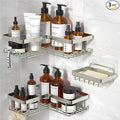 YASONIC Corner Shower Caddy, 3-Pack Adhesive Shower Caddy with Soap Holder and 12 Hooks, Rustproof Stainless Steel Bathroom Organizer, No Drilling Wall Mounted Shower Rack, Nickel