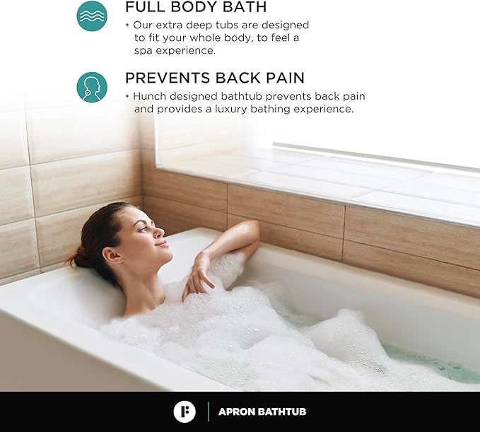 Fine Fixtures Acrylic, Fiberglass Alcove Soaking Bathtub with Integral Apron Front in Glossy White - Right Hand Drain, 66" x 36"