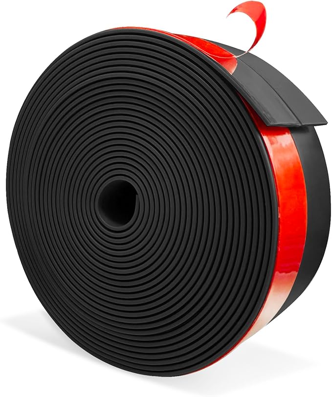 Wide Silicone Weather Stripping, 2 inch (W) x 20 Ft (L) Door Draft Stopper, Silicone Seal Strip for Doors Windows and Shower Glass Gap, Black