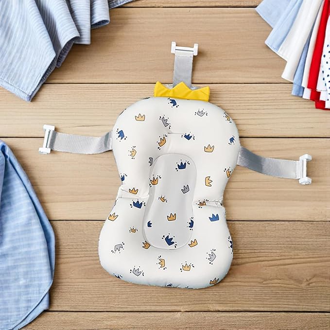 Toyvian Baby Bath Cushion Non-Slip Floating Mat Toddler Bathtub Seat Support for Sink and Tub 19.7X11.8 Inch for Safe Bathing at Home and Travel