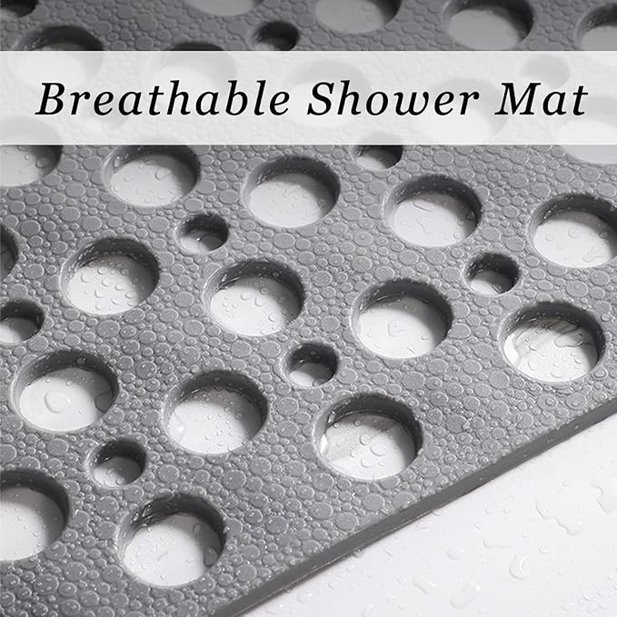 Extra Large Non Slip Shower Mat for Inside Shower, 47x32 Inch Oversized Shower Stall Mat,Bath Mat for Shower with Big Suction Cups,Drain Holes,Two-Sided Anti-Slip