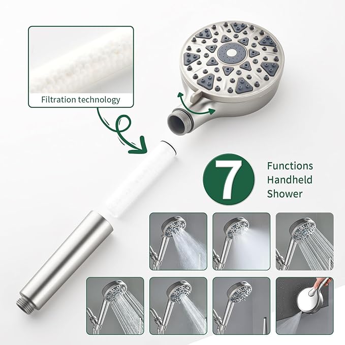 SHAMANDA Shower Faucet Set with Tub Spout Tub and Shower Faucet Set Complete with Handheld Shower Head Shower Combo Set Shower System with Tub Spout Tub and Shower Trim Kit Brushed Nickel, L879-2