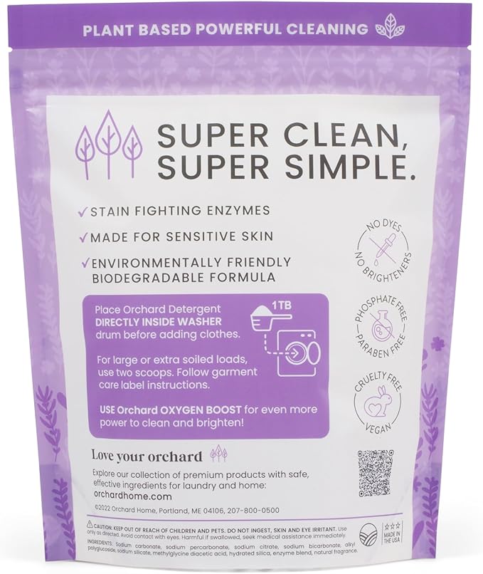 Orchard Laundry Detergent Powder Natural Deep Cleaning Laundry Powder for Sensitive Skin - Lavender Chamomile - Plant Based Effective Ingredients - 3.5lbs - Enzyme-Powered, Eco Friendly Detergent
