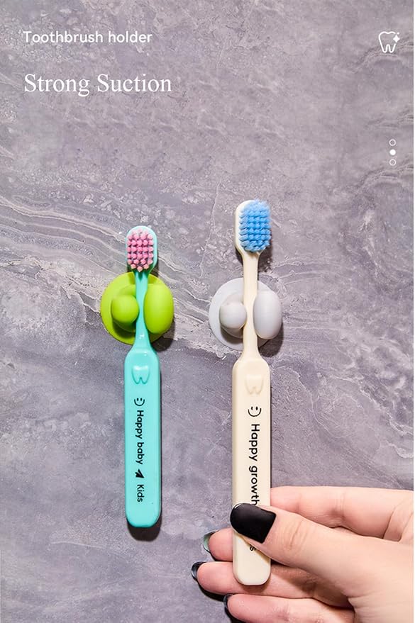 Wall Mounted Toothbrush Holder with Suction Cup, 10PCS Colorful Bathroom Organizer Storage Rack for Kids, 30mm x 27mm(Random Color)