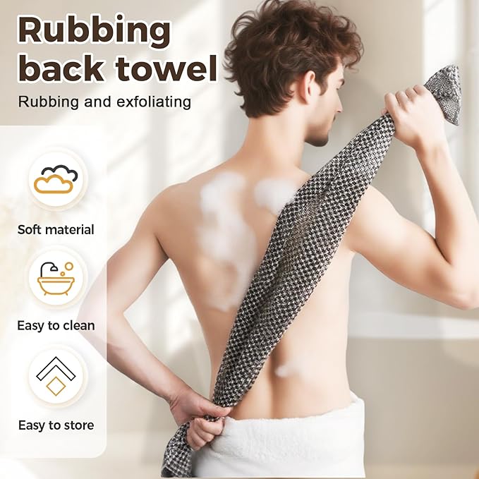 Exfoliating Shower Towel, 2026 Upgraded Exfoliating Washcloth, Body Back Scrubber for Shower, Long Scrub Towel for Women Men Full Body Exfoliator (2 Pcs)