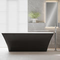 67" Acrylic Freestanding Bathtub - Glossy Black Rectangle Soaking Tub with Chrome Overflow & Drain Kit, CUPC Certified