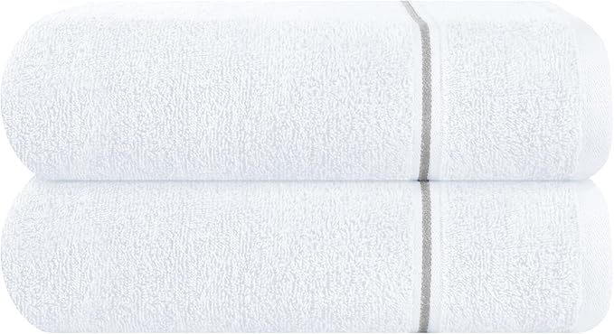 MyOwn Cotton 2 Pack Oversized Bath Towel Set 28x55 inches, Large Bath Towels, Ultra Absorbant Compact Quickdry & Lightweight Towel, Ideal for Gym Travel Camp Pool - White