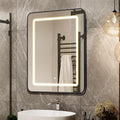 APRILSOUL 20X30 Inch Black Bathroom Medicine Cabinet with Mirror, Recessed or Surface Lighted Medicine Cabinet with 3 Colors Temperature, Dimmable Light