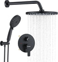 KOJOX Shower System- High Pressure Shower Head- 3 Setting Headheld Shower Head Fixtures- Shower Valve Included (Matte Black)