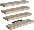 Floating Shelves for Wall, 1.5" Thick Wall Shelf Set of 4 with Invisible Brackets, 23.6L x 7.9W Hanging Shelves Farmhouse Home Decor for Bathroom, Living Room, Bedroom, Greige 6301BJP4BG