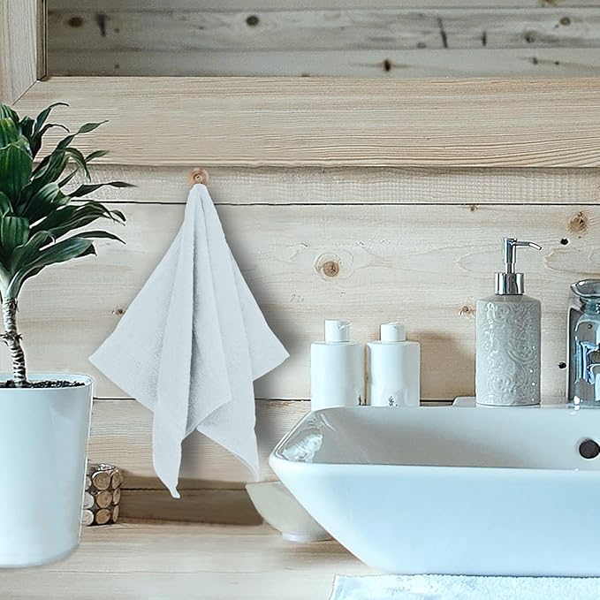 Monogrammed Hand Towel, Personalized Initial Gift, Extra Absorbent 100% Turkish Cotton - Soft Terry Finish - Set of 2 - Black Block Initial M - Embroidered on White Towels