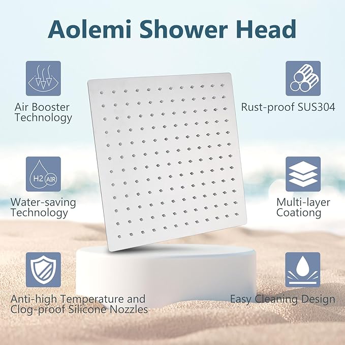 Aolemi Shower Faucet Set, High Pressure Shower System with 2-in-1 Handheld Sprayer, Wall Mount Fixture Combo with Rough-in Valve, 12 Inch Shower Head, Polish Chrome