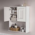 White Bathroom Wall Cabinet,Over The Toilet Storage Cabinet,Bathroom and Laundry Wall Mount Storage Medicine Cabinet with Open and Adjustable Shelf,Easy Assembly (Style B-1 PC, White)
