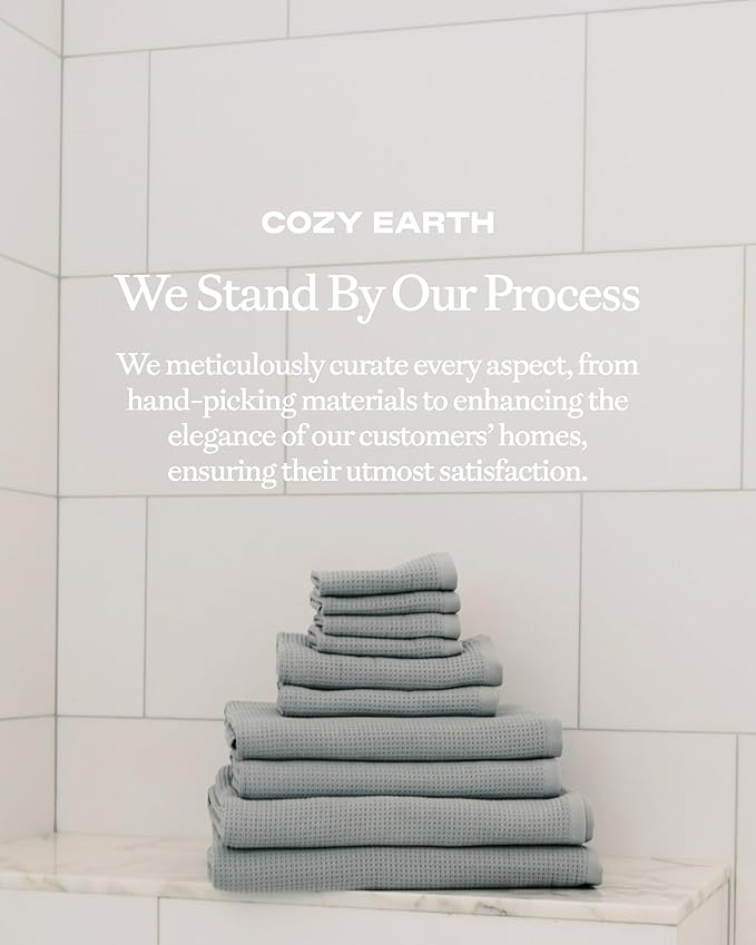 Cozy Earth Waffle Bath Sheets - 60% Cotton 40% Viscose from Bamboo Bath Sheets 40 x 65 Inches - Soft & Absorbent Terry, Reversible Mini Textured Waffle & Weave Pattern - 2 Pack