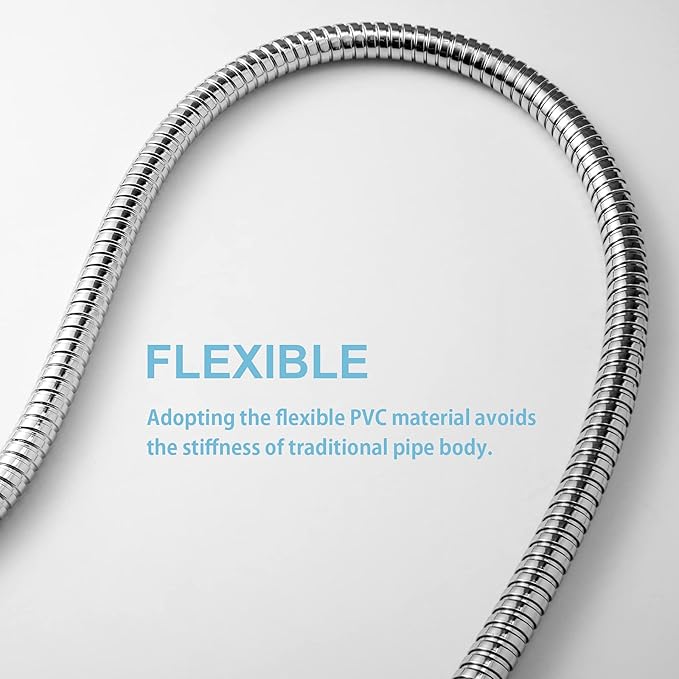 OFFO Shower Hose, Kink Free Stainless Steel Shower Hose Attachment Electroplating Handheld Shower Head Hose Flex Hoses Extension with Brass Insert & Nut for Pet Bathing Cleaning 60 in, Chrome