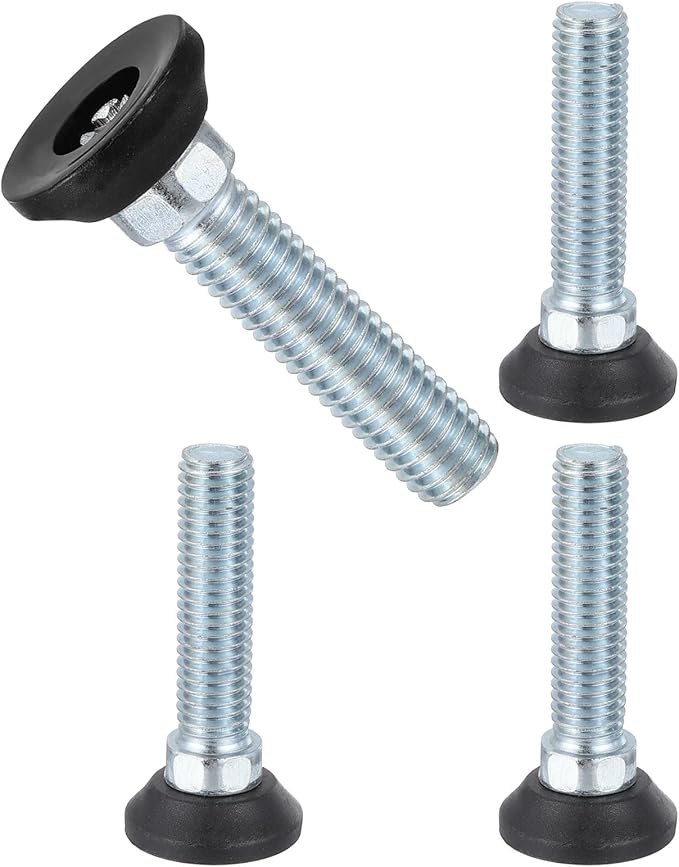 uxcell 1/2"-13 Thread Furniture Feet Levelers, 4Pcs 48mm l Adjustable Furniture Feet Screw in Threaded Leveling Leg Screw on Chair Foot Glides Leveling for Table Chair Cabinet Black