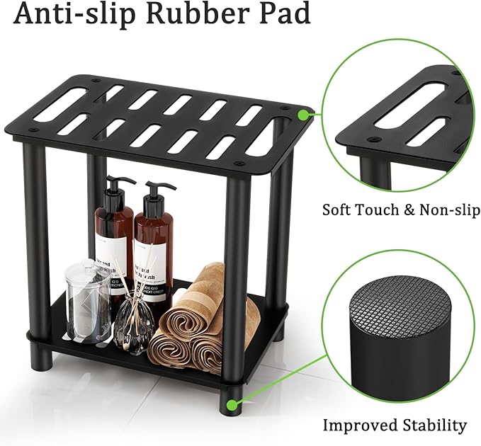 Shower Stool for Inside Shower, Shower Bench Stool with Storage Shelf, Stainless Steel Shower Stool for Shaving Legs, Waterproof Shower Foot Rest, Bathroom Shower Bench Seat Shower Chair