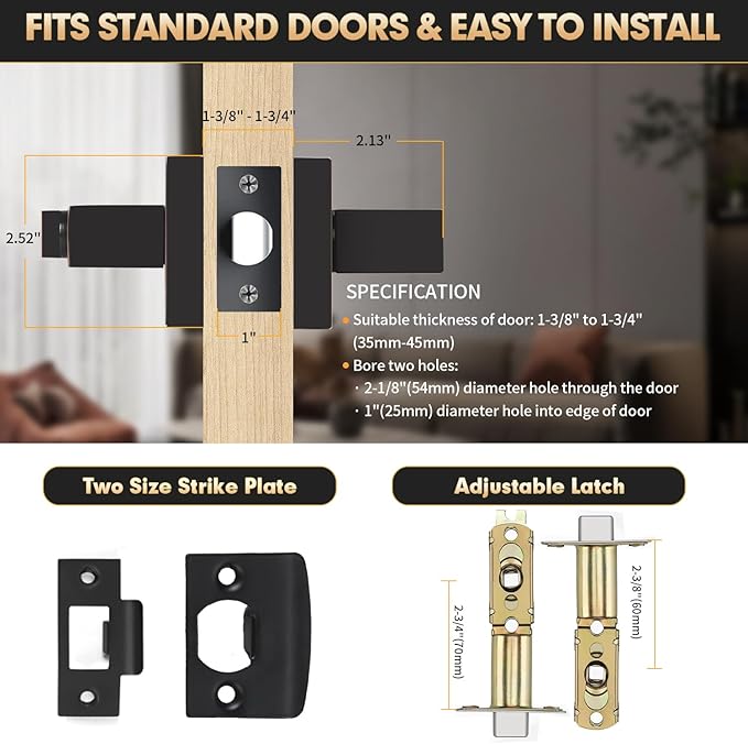 Privacy Door Levers, 8 Pack Oil Rubbed Bronze Door Handles Interior Heavy Duty Bed and Bath Keyless Door Locksets, Reversible for Left Right Handed Doors