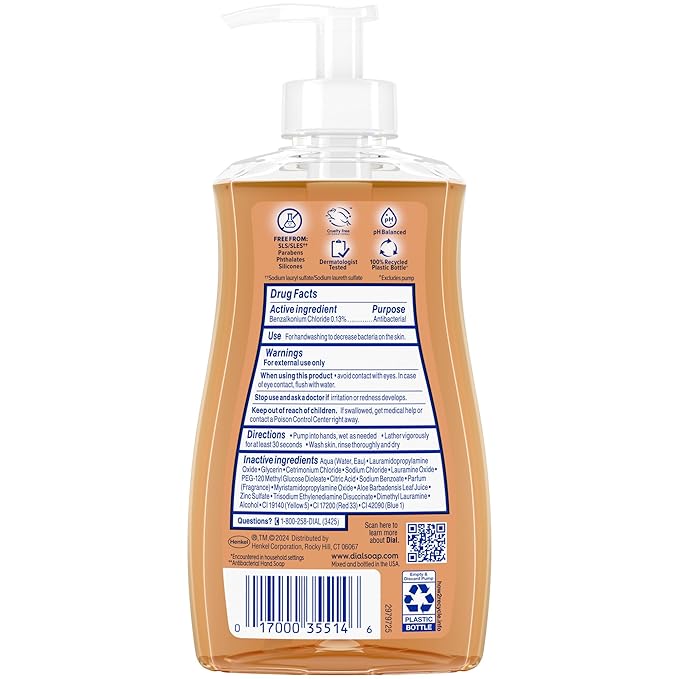 Dial Antibacterial Defense Liquid Hand Soap + Aloe, Sandalwood & Vanilla Scent, 11 Fl Oz (Pack of 12), Dermatologist-Tested Hand Wash, Gentle Formula